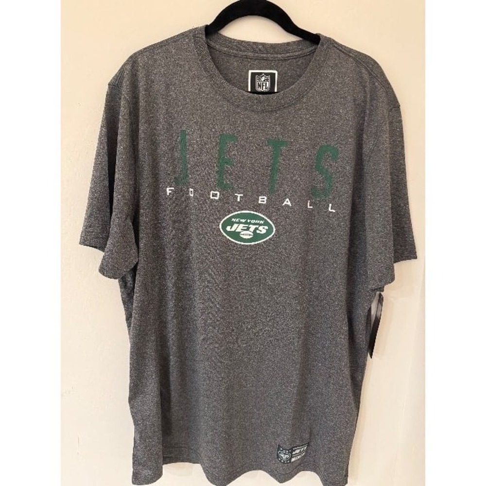 NFL Team Apparel New York Jets Football T-Shirt Mens Gray Heather Short Sleeve